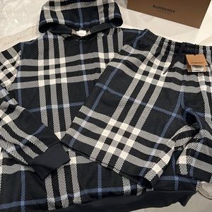 Mens Burberry Ferryfield Checks Hoodie sz L Navy blue/white